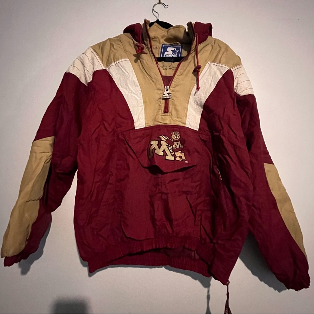 Vintage Minnesota Golden Gophers Pullover Starter Puffer Winter Jacket Small